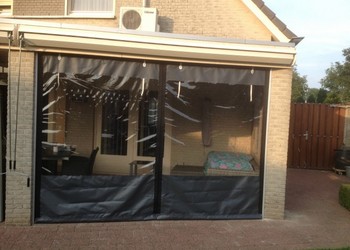 Verandazeil met raamfolie & ritsen donkergrijs, fam Raafs