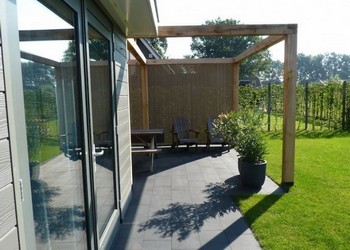 Verandazeil japanese brown met zwarte band