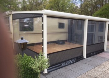 Verandazeil Deep Grey met zwarte band