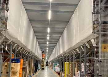 Levering en montage brandvertragende netten Jumbo logistiek magazijn Nieuwegein