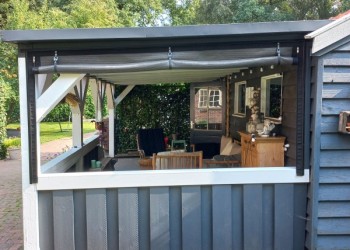 verandadoek met caravanrail/ritsen carbon black Wout Terra