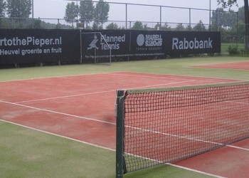 Winddoek zwart dubbellaags met bedrukking