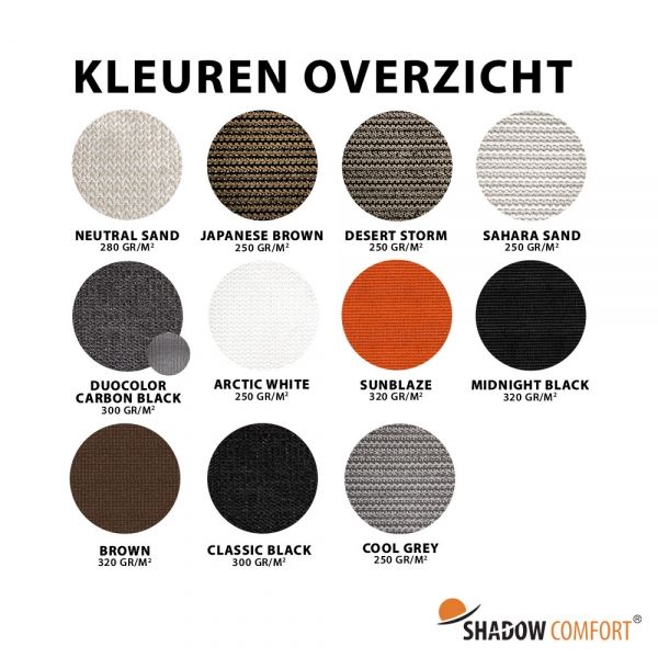 Kleurenoverzicht waterdoorlatend