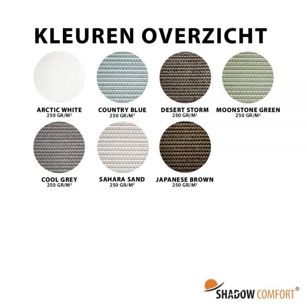 Kleurenoverzicht HDPE 250 grams - Verandazeil