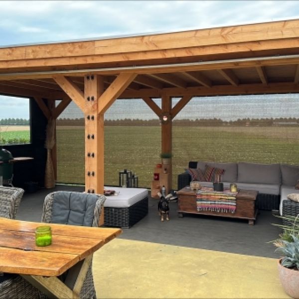 foto's rail en rollager verandadoeken Japanese Brown