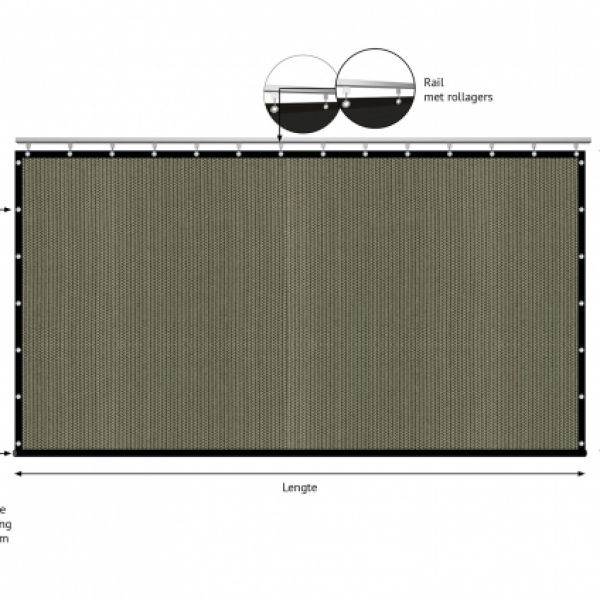 verandazeil type 2, Winddoek / kleur Desert Storm