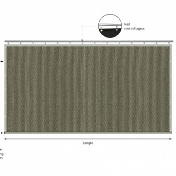 verandazeil type 2, Winddoek / kleur Desert Storm grijze band