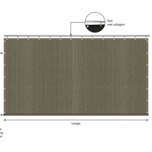 verandazeil type 2, Winddoek / kleur Desert Storm met zandkleurige band
