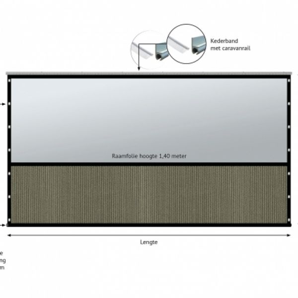 verandazeil type 3, Winddoek / kleur Desert Storm