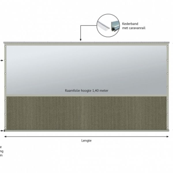 verandazeil type 3, Winddoek / kleur Desert Storm met grijze band