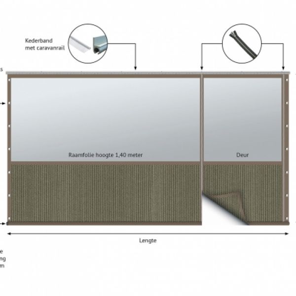 verandazeil type 4, winddoek / kleur Desert Storm met zandkleurige band