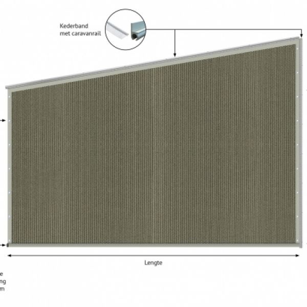 verandazeil type 5, Winddoek / kleur Desert Storm met grijze band