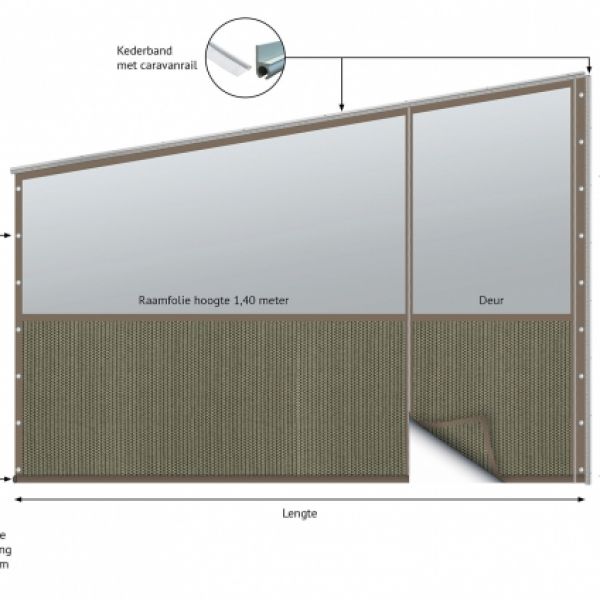 verandazeil type 7, winddoek / kleur Desert Storm met zandkleurige band