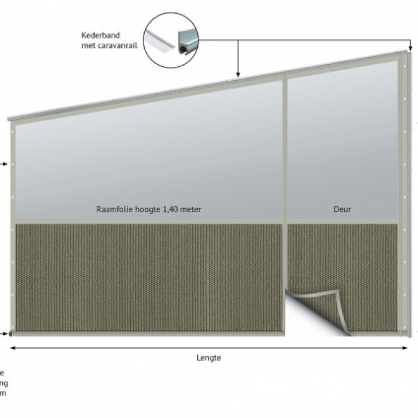 verandazeil type 7, Winddoek / kleur Desert Storm met grijze band