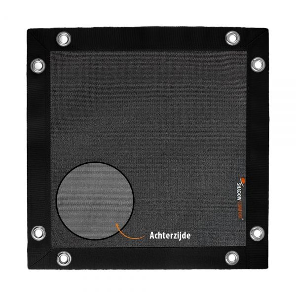 Winddoek 300gr Carbon Black met band en ogen
