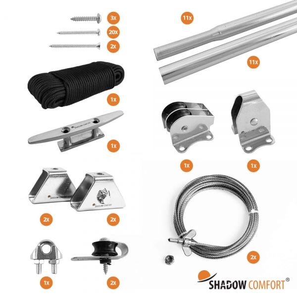 Bevestigingsset harmonicadoek 2,00x5,00m - Shadow Comfort