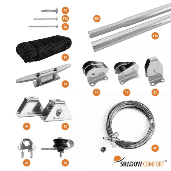 Bevestigingsset harmonicadoek 3,70x5,00m - Shadow Comfort