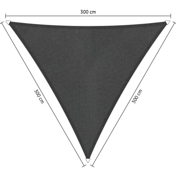 Schaduwdoek Carbon Black (achterkant) driehoek 3x3x3