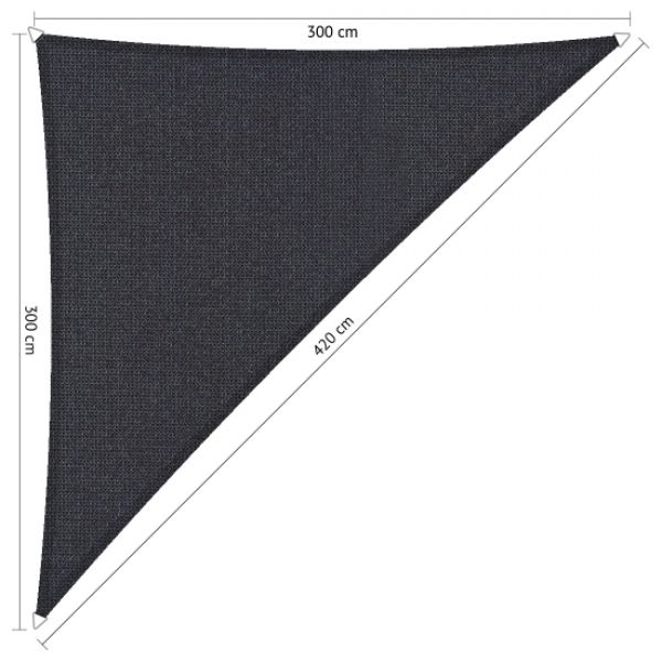 Schaduwdoek Carbon Black (voorkant) driehoek 300x300x420