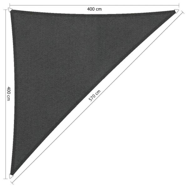 Schaduwdoek Carbon Black (achterkant) driehoek 400x400x570