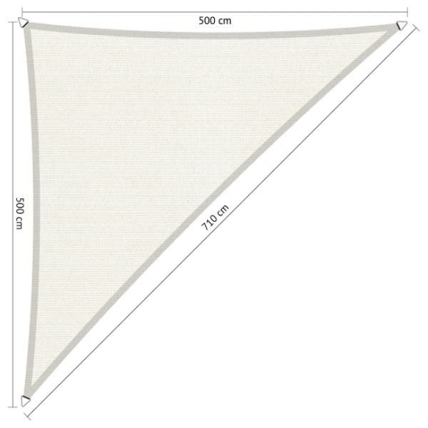 Schaduwdoek Arctic White driehoek 500x500x710