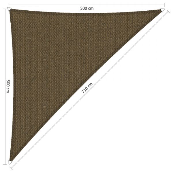 Schaduwdoek Japanese Brown driehoek 500x500x710