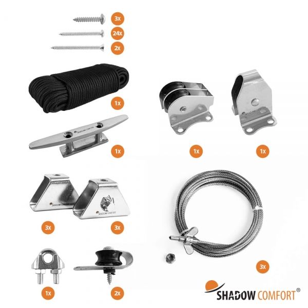 Katrolsysteem Harmonicadoek 2,90m LET OP zonder aluminium buizen - Shadow Comfort