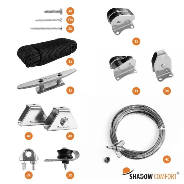 Katrolsysteem Harmonicadoek 3,70 m LET OP zonder aluminium buizen - Shadow Comfort
