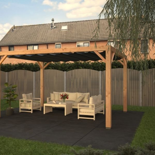 shadow comfort pergola + wave sail cool grey