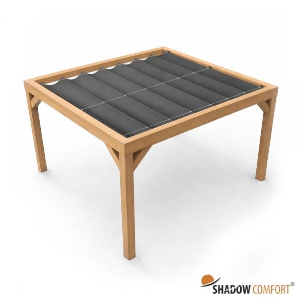 Pergola met harmonicadoek Cool Grey (3 staalkabels)