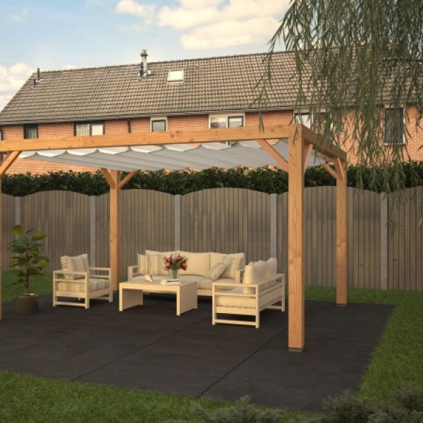 shadow comfort pergola + wave sail arctic white