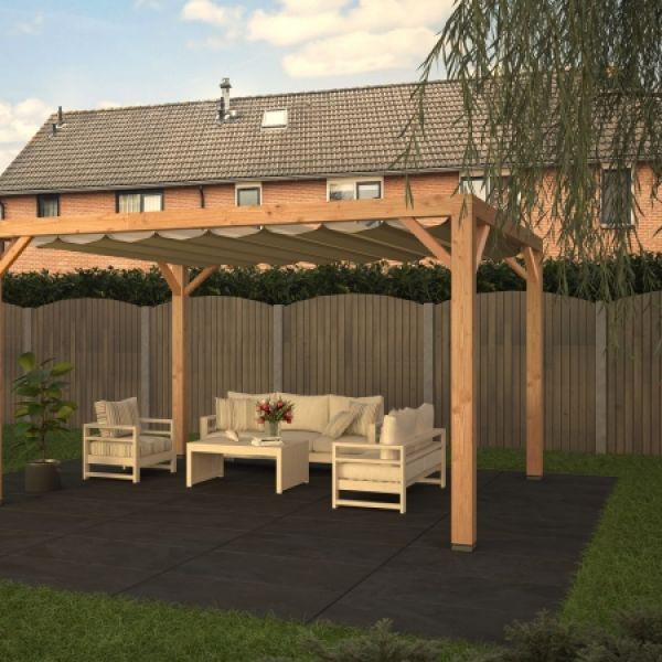 Pergola met harmonicadoek 404x394
